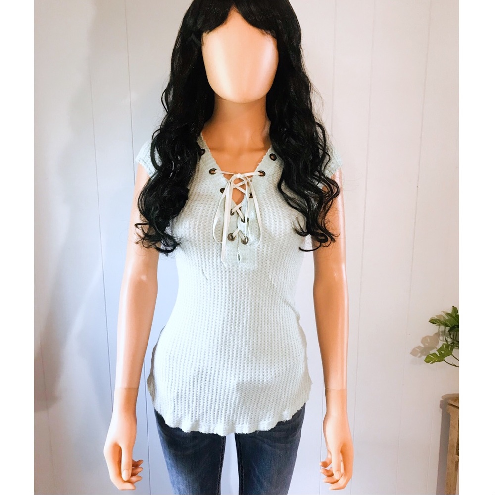 WILLIAM RAST Mint Blue Lace Up Shirt